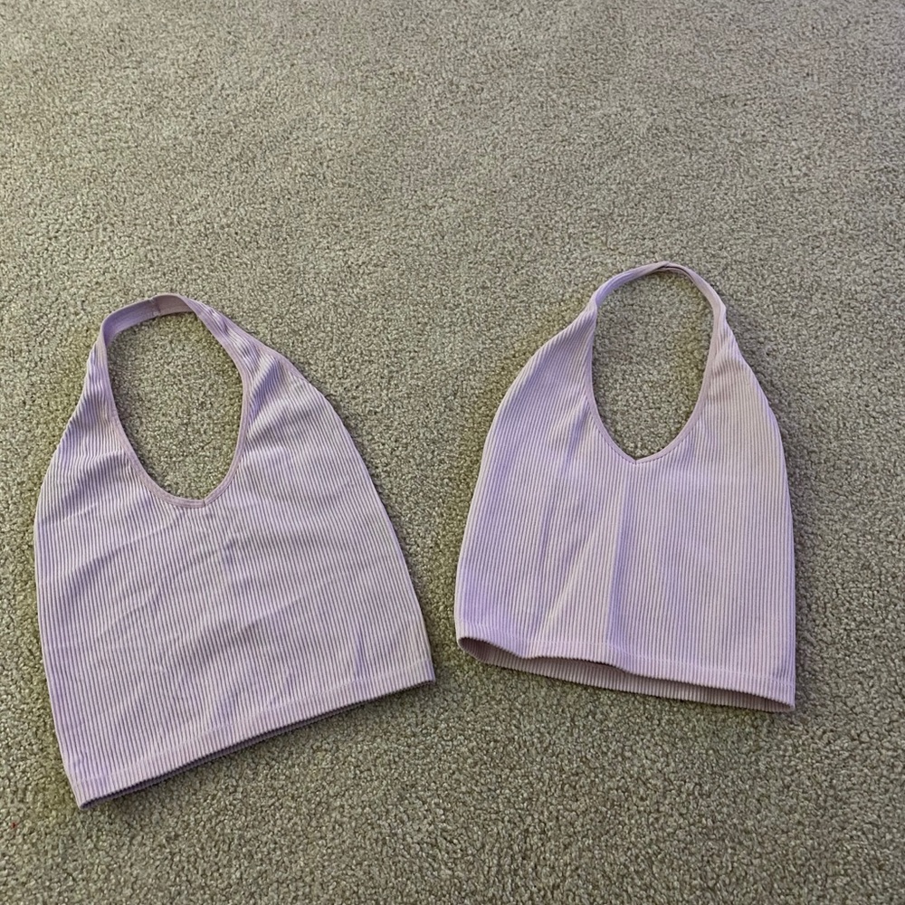 Lavender Halter Ribbed Tank Top